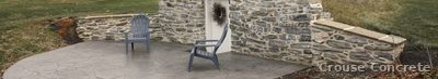 Broom-Finish Concrete Patio with Stone Veneer
