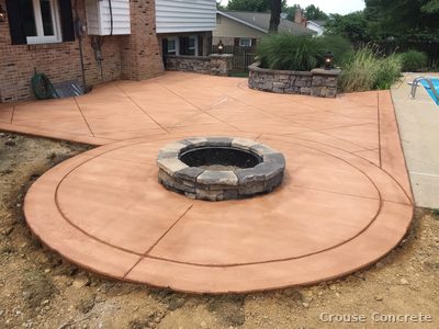 Stamped Circular Fire Pit Patio