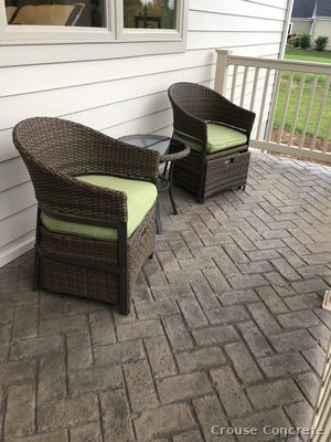 Herringbone Stamped Patio with Seating