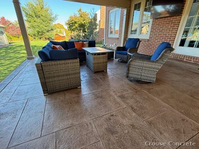 Covered Stamped Patio with Tile Pattern