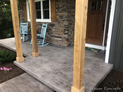 Stamped Covered Porch with Cedar Posts