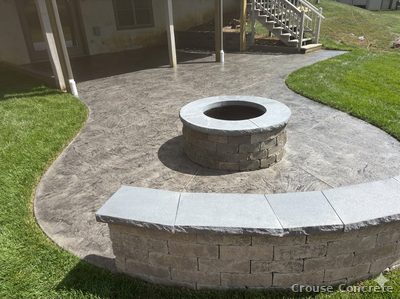 Stamped Ashlar Patio with Fire Pit