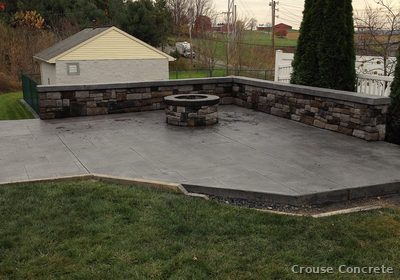 Stamped Concrete Patio with Stone Veneer