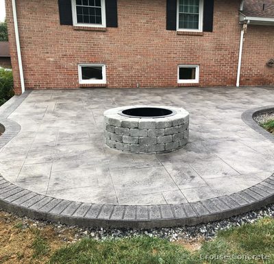 Stamped Circular Patio with Fire Pit