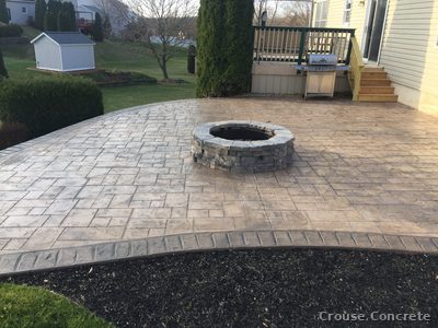 Stamped Paver Patio with Fire Pit
