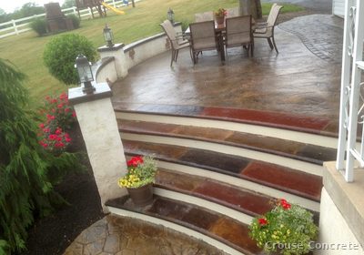 Stamped Wood-Grain Patio with Steps