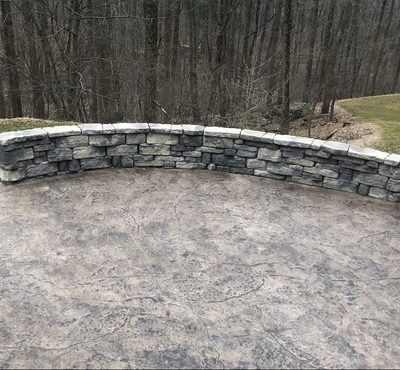 Stamped Ashlar Patio with Stone Edging
